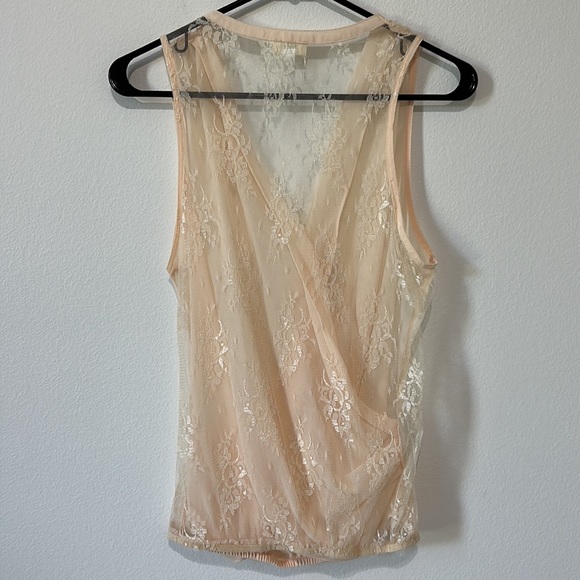 Tobi Sheer Blush Tank Top with Lace Back - S - Picture 4 of 12
